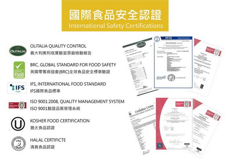 奧利塔高溫專用葵花油國際食品認證