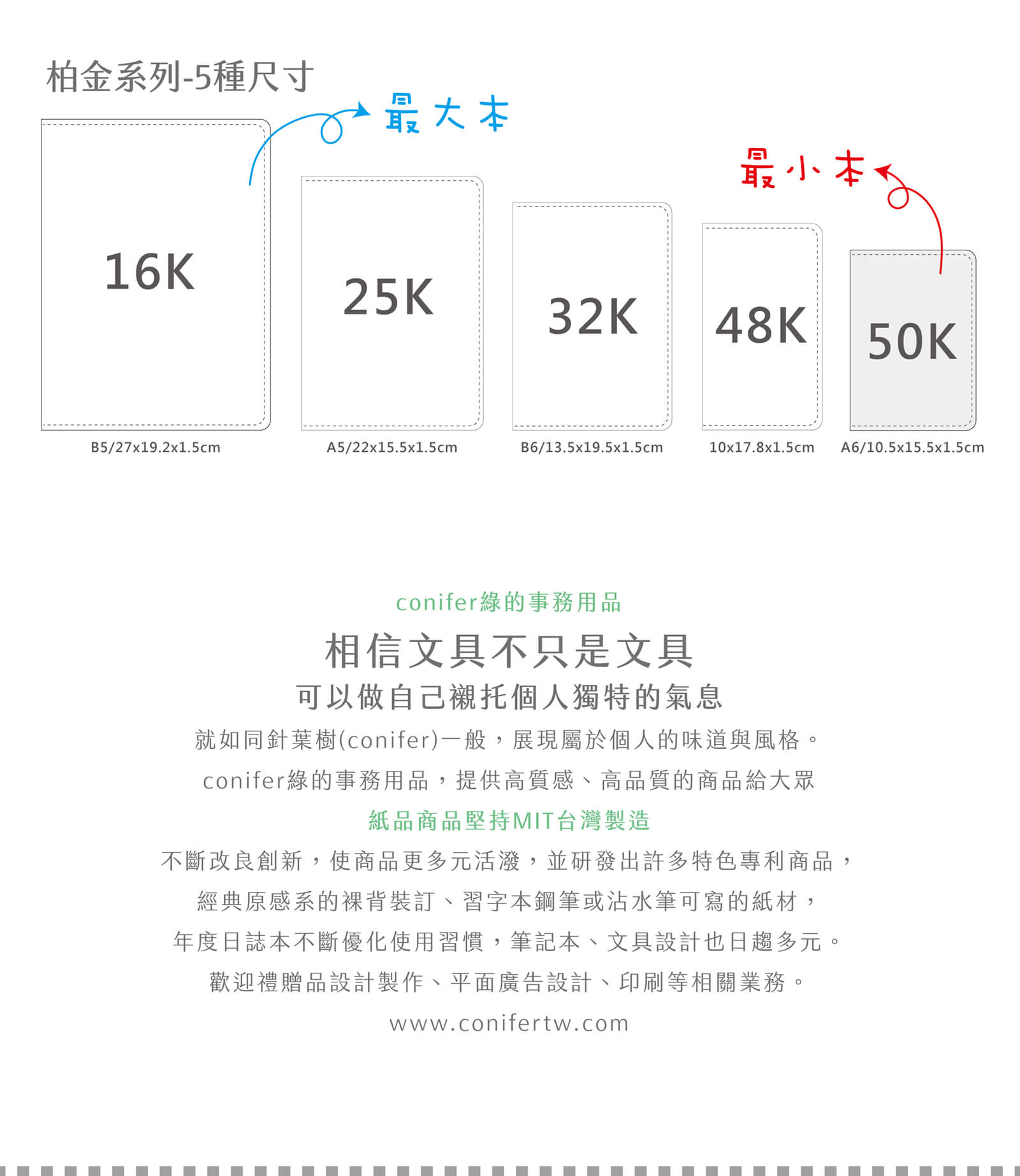 conifer綠的事務 2024年50K柏金皮紋直式週誌