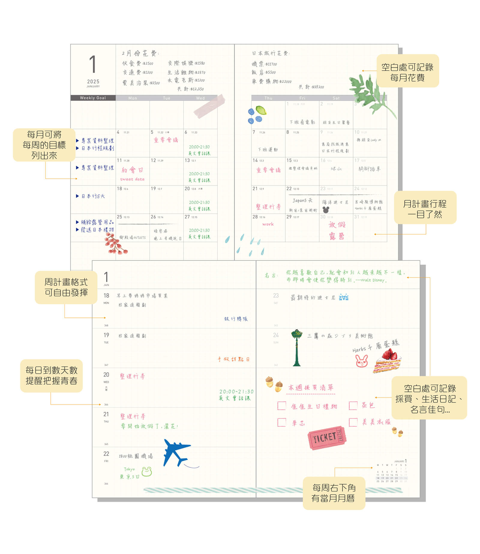 conifer綠的事務 2025年32K日日好軟背精裝方格週誌